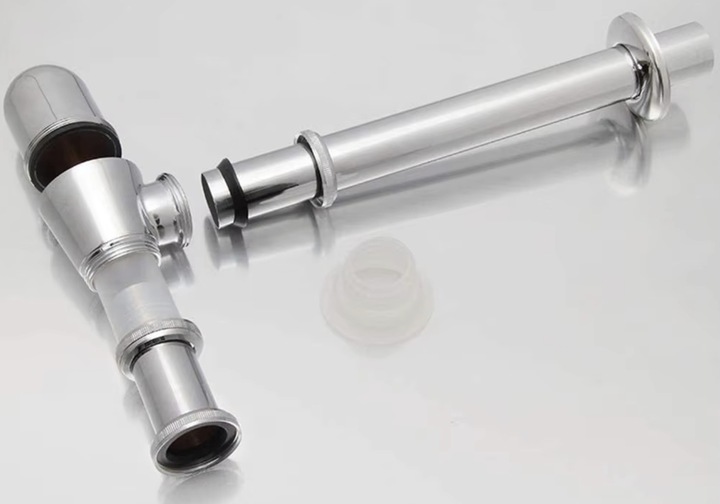 ZESTAW: SYFON UMYWALKOWY DO UMYWALKI + KOREK KLIK-KLAK BEZ PRZELEWU SREBRNY