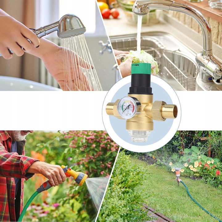 REDUKTOR CIŚNIENIA WODY MOSIĘŻNY 1" DN25 Z FILTREM I MANOMETREM 3/4