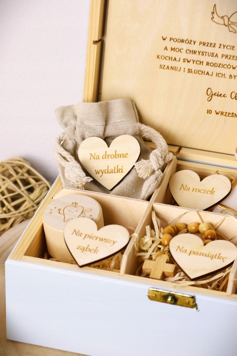 Pamiątka Chrztu Świętego Prezent na Chrzest z Grawerem BŁĘKITNE