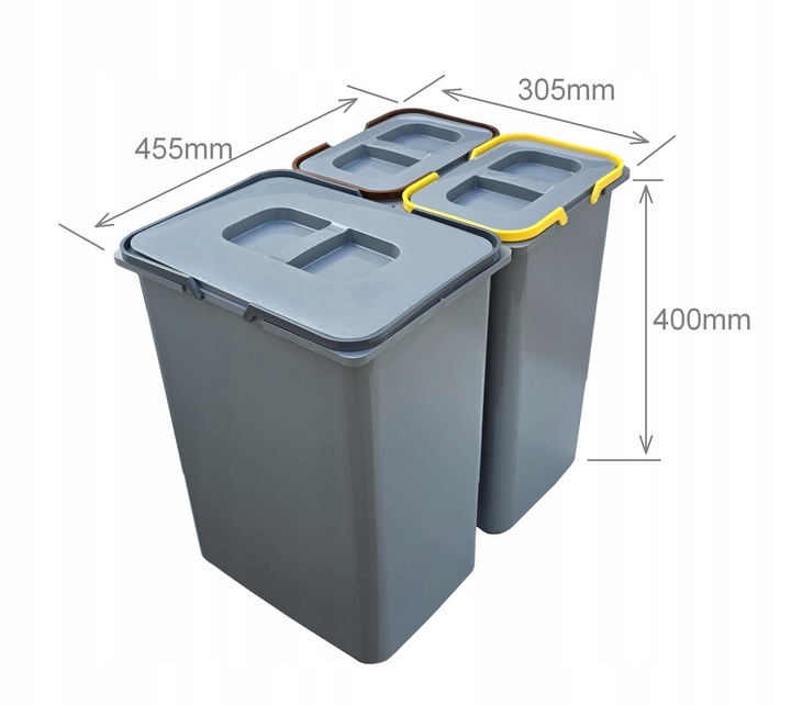 Zestaw sortownik kosz na śmieci do szafki 40 cm 38L pojemniki na