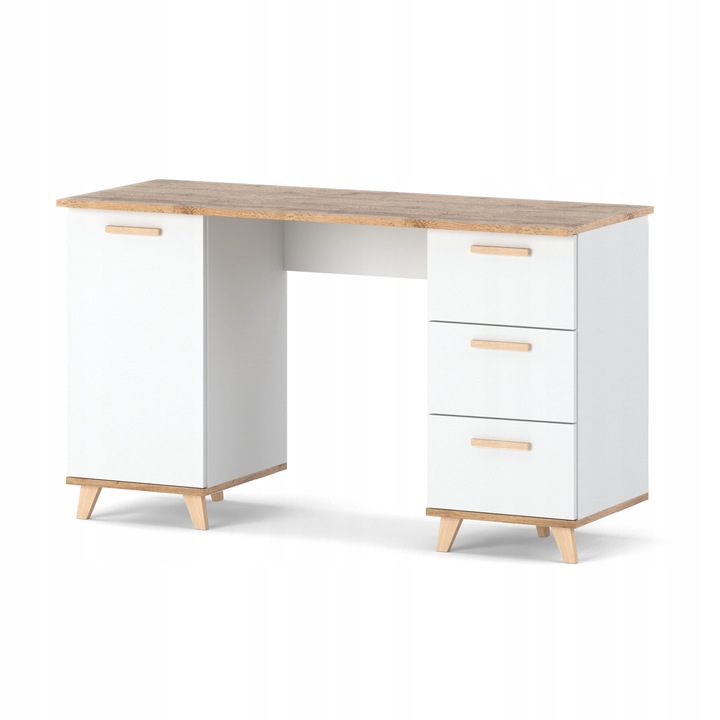 Biurko BIAŁE 138CM 3 Szuflady dla dziecka Stolik Skandynawski półki