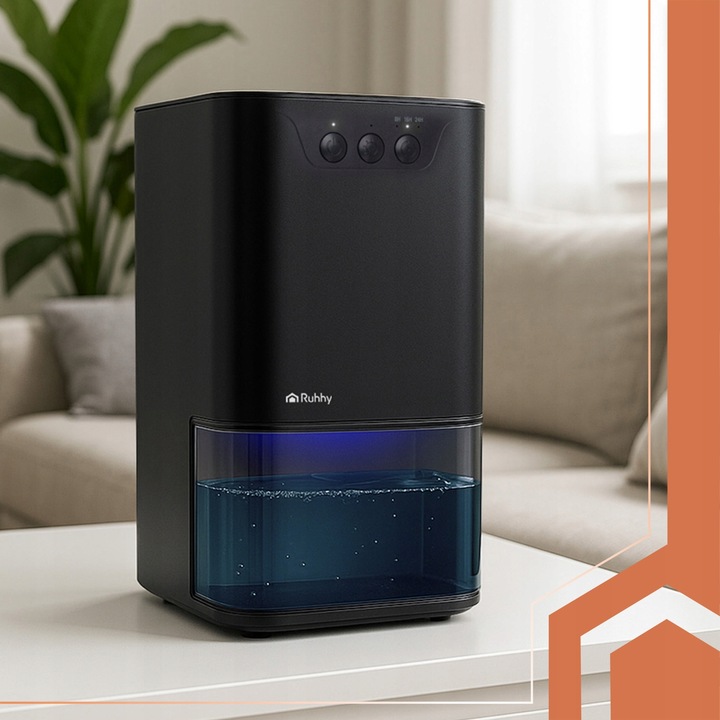 Osuszacz Powietrza Pochłaniacz Wilgoci Cichy Podświetlenie LED + Timer