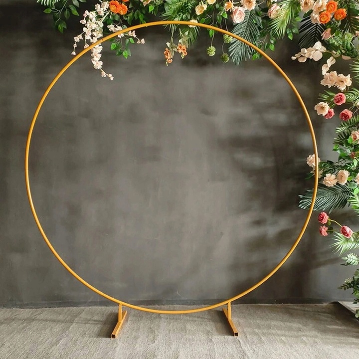 Złote Koło Na Balony Stojak Balonowy Stelaż Metalowy Ścianka Wesele 2,1M