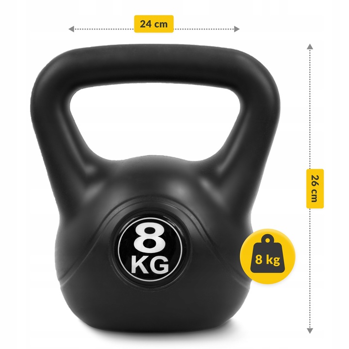 KETTLEBELL KETTLE 8 KG KULA ODWAŻNIK HANTLA CIĘŻAR DO ĆWICZEŃ FITNESS BELL