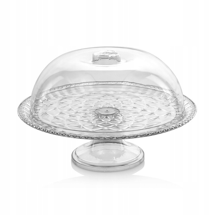 PATERA JEDNOPOZIOMOWA Z KLOSZEM 34CM NA CIASTO CIASTKA OWOCE TACA OSŁONKA