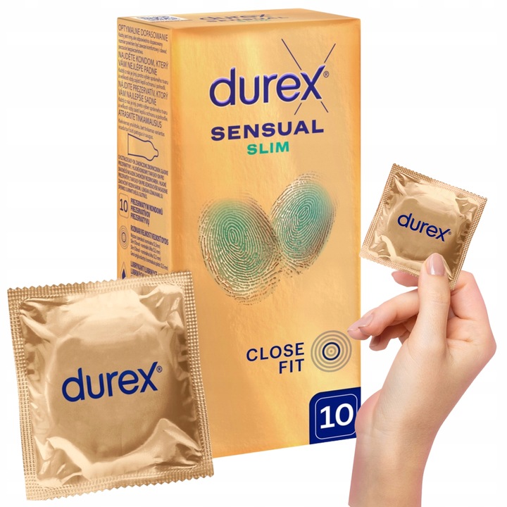 PREZERWATYWY Durex Sensual Slim Super Cienkie Dopasowane Nawilżone 10