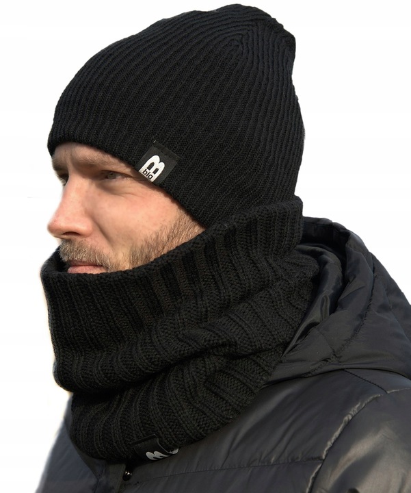 Ciepły POLSKI MĘSKI KOMPLET CZAPKA KOMIN zestaw szalik Tuba KOLORY k5