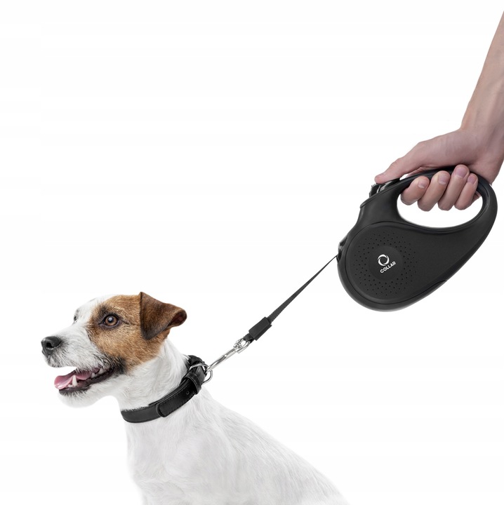 Smycz automatyczna czarna rozmiar S dla psa do 15 kg