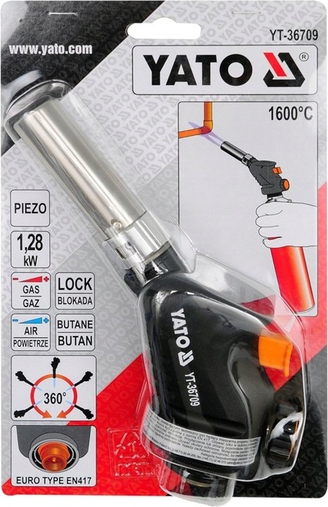YATO PALNIK GAZOWY OPALARKA LUTOWNICA 1600°C ZAPŁON PIEZO