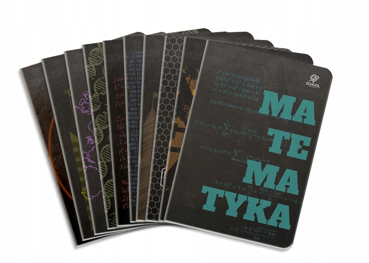 Komplet 10 zeszytów A5 64k z GEOMETRIĄ ze ściągami