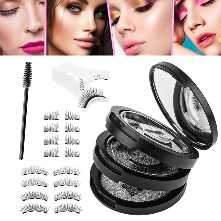 RZĘSY MAGNETYCZNE 8 PARY WIELOKROTNEGO UŻYTKU Z APLIKATOREM 3D