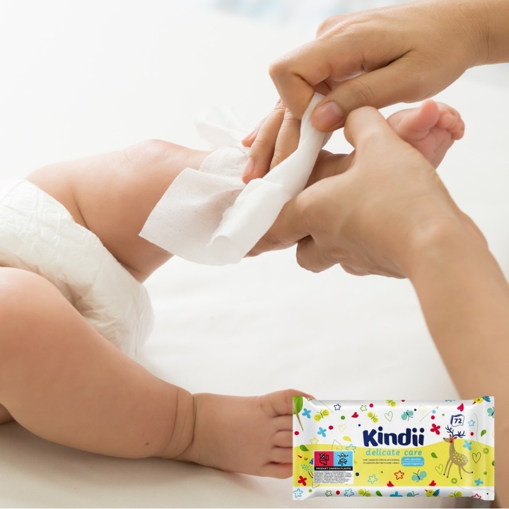 10x Chusteczki Nawilżane Kindii Delicate Care dla Niemowląt 72 szt.