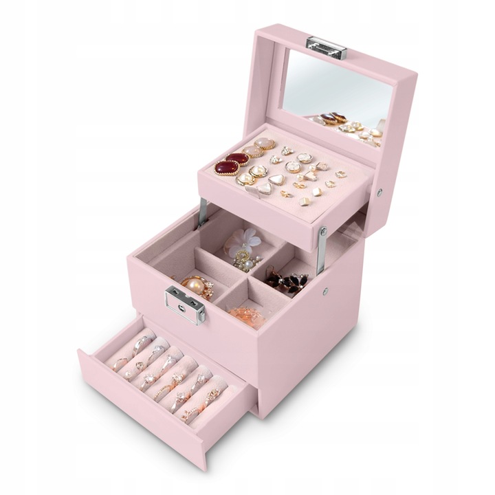 PUDEŁKO SZKATUŁKA NA BIŻUTERIĘ KUFEREK ORGANIZER