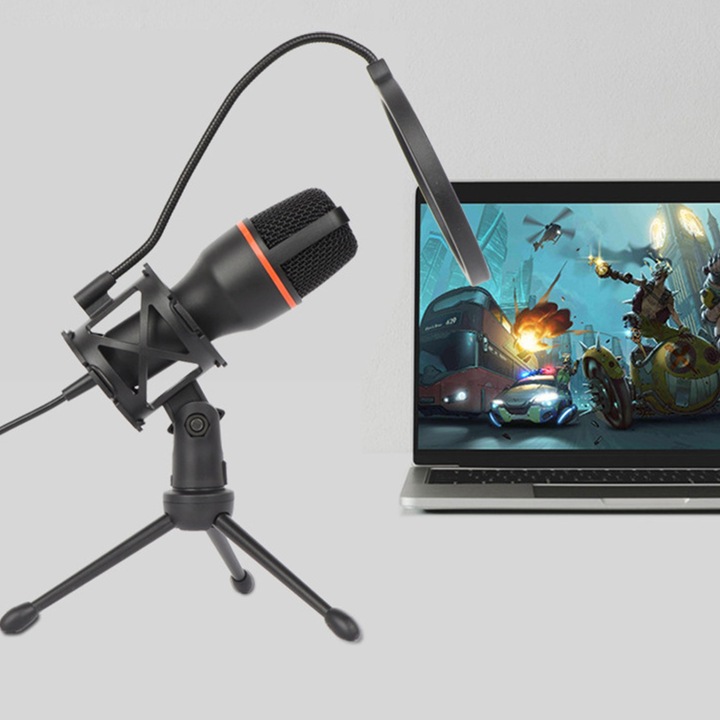 Mikrofon do Komputera Pojemnościowy GAMINGOWY Studyjny KARAOKE Filtr USB