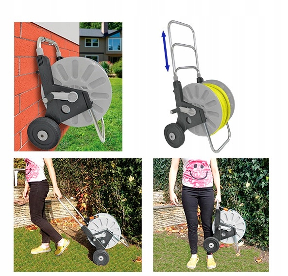 WÓZEK ALU WĄŻ OGRODOWY 4-WARSTWOWY 1/2 50 METRÓW BEST POLSKA ZRASZACZ