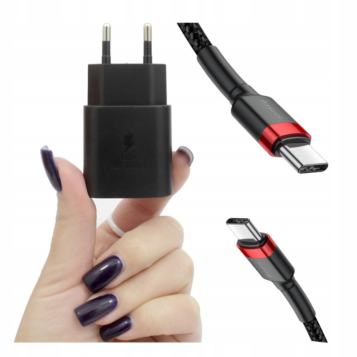Szybka Ładowarka Sieciowa USB C 25W i Kabel Typu C Przewód 1m Baseus 60W