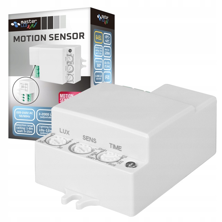 Czujnik RUCHU zmierzchu LED sensor MIKROFALOWY flat