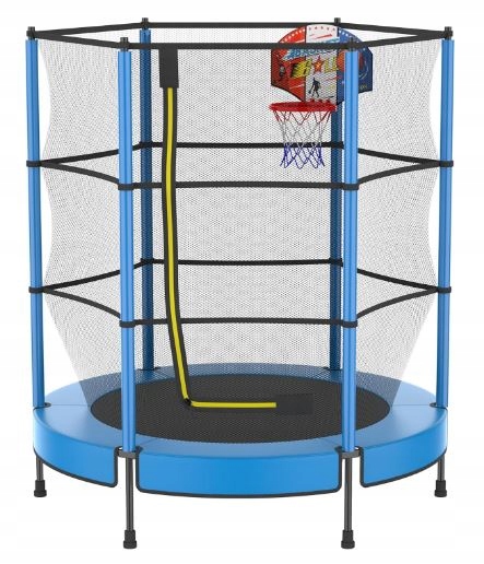 TRAMPOLINA OGRODOWA Z WYSOKĄ SIATKĄ I KOSZEM 145 CM Dla Dzieci