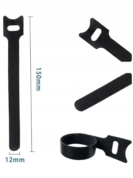 100 x OPASKA RZEP PASKI DO KABLI TAŚMA RZEPOWA WIELOKROTNEGO UŻYTKU