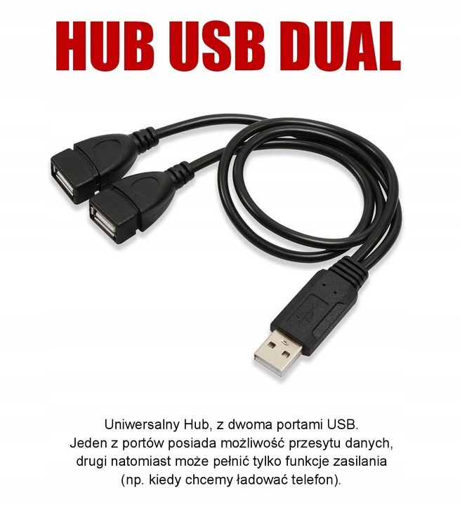 HUB ROZGAŁĘŹNIK draVires USB DUAL 2xUSB ROZDZIELACZ + naklejka