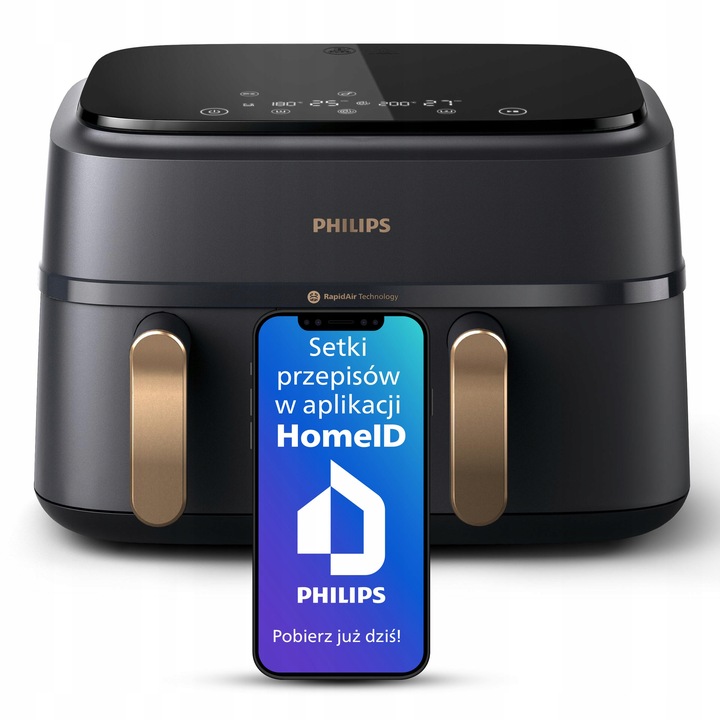 Frytkownica beztłuszczowa dwukomorowa Philips Ovi Airfryer 9l NA352/00