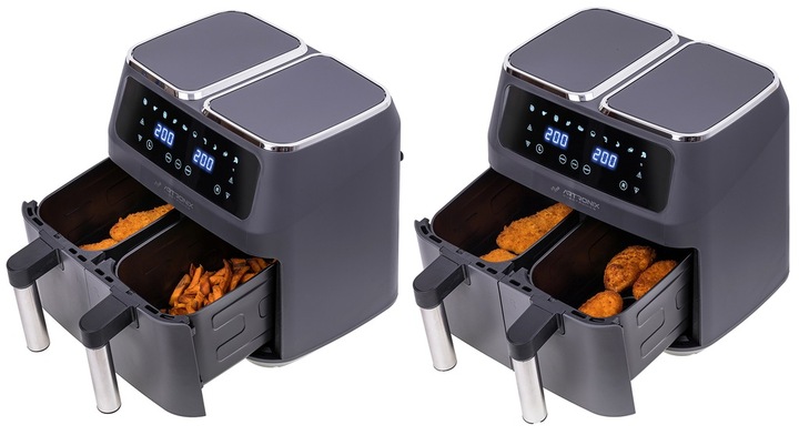 FRYTKOWNICA BEZTŁUSZCZOWA PODWÓJNA AIR FRYER 8L 2800W DWUKOMOROWA