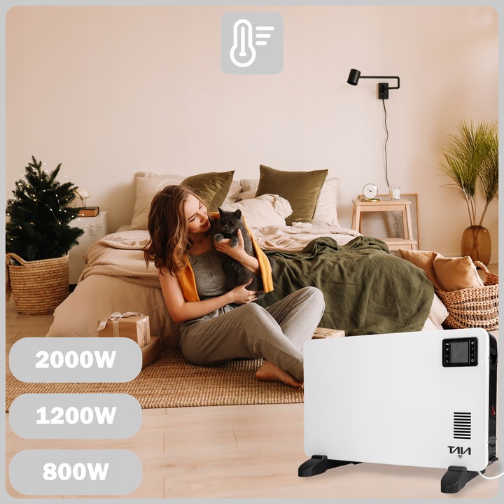 GRZEJNIK ELEKTRYCZNY KONWEKTOROWY TERMOSTAT FARELKA MOC 2000W WIFI 4