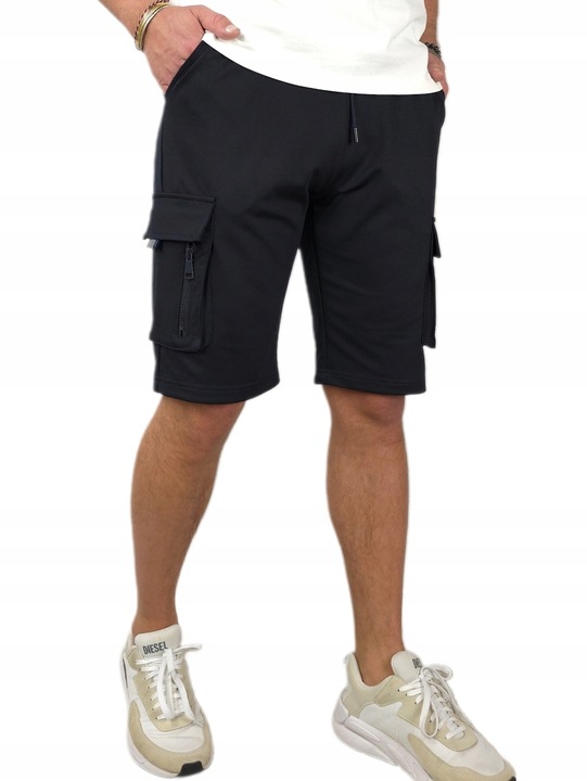 KRÓTKIE SPODENKI męskie DRESOWE bojówki z KIESZENIAMI dresy szorty - r. XL