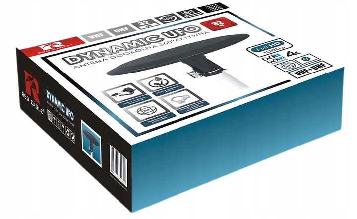 Antena Dynamic UFO DVB-T2 Do TV Naziemnej Zewnętrzna Aktywna Dookólna MUX8