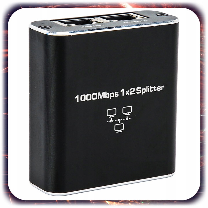 SPLITTER LAN 1x2 SWITCH ROZDZIELACZ ADAPTER 2xRJ45 ETHERNET 1000Mbps 1GB