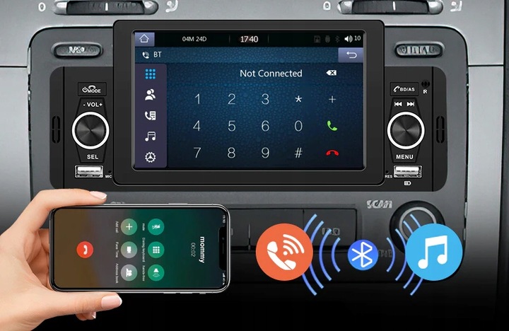 RADIO SAMOCHODOWE 1 DIN USB DOTYKOWE ANDROID AUTO CARPLAY MIRROR LINK