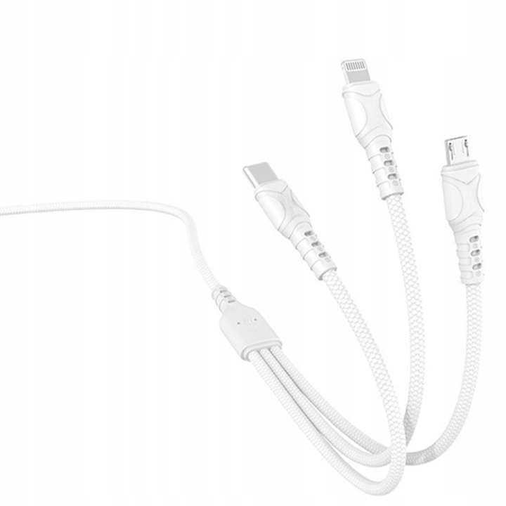 Ładowarka 3w1 Sieciowa Szybka USB / USB-C + Kabel USB-C Micro USB Lightning