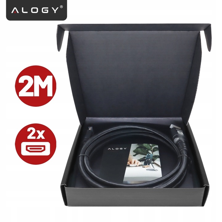 Kabel Przewód HDMI mocny gruby - HDMI 2.1 8K 4K eARC ALOGY PREMIUM 2m