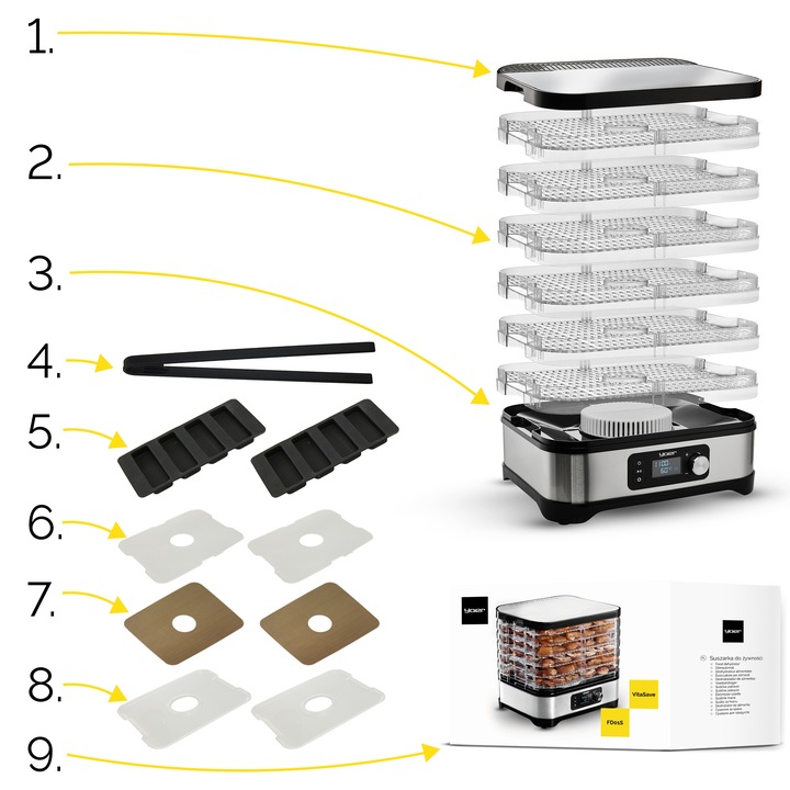 10w1 DUŻA Suszarka do Grzybów Owoców Yoer 450W INOX Timer +6 SIT+9
