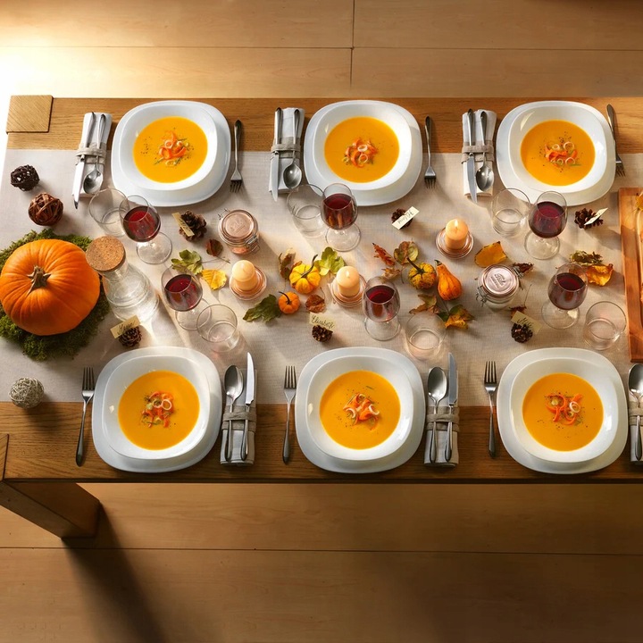 Serwis obiadowy na os 6 osób kwadratowy do zmywarki komplet talerzy biały