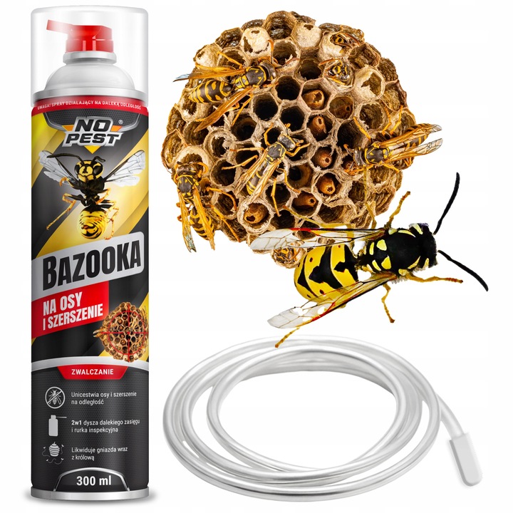 SILNY SPRAY PREPARAT OPRYSK ŚRODEK NA OSY SZERSZENIE GNIAZDA BAZOOKA