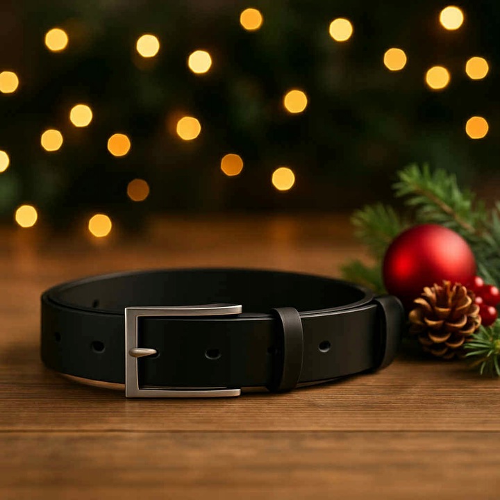 PASEK SKÓRZANY MĘSKI DO SPODNI CASUAL 120 KLASYCZNY CZARNY SKÓRA