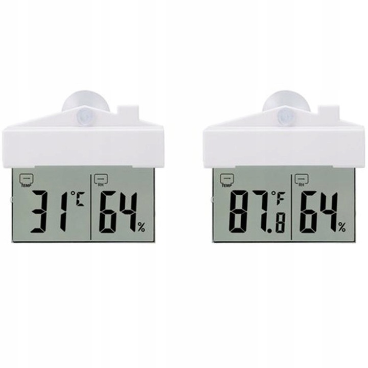 TERMOMETR ZEWNĘTRZNY WEWNĘTRZNY OKIENNY NA OKNO HIGROMETR CYFROWY °C/°F