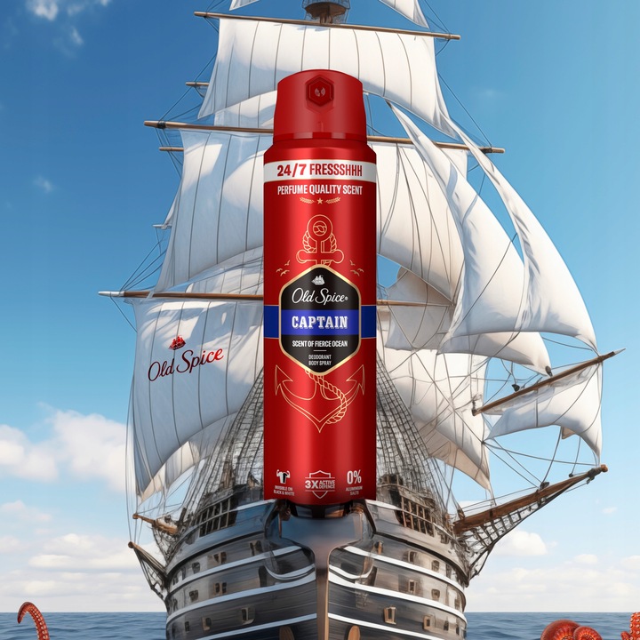 Old Spice Captain Dezodorant męski w sprayu, 6 x 150ml, 24h świeżości