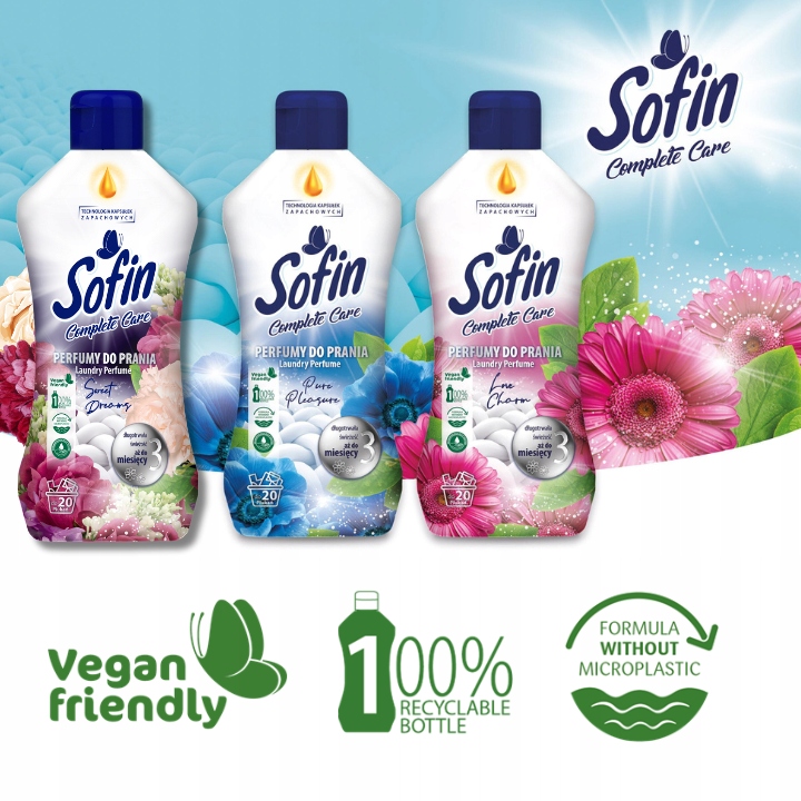 SOFIN Perfumy do Tkanin do Pralki Suszarki 5 x 300ml MIX 100 Prań