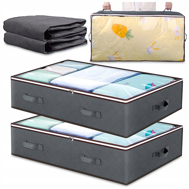 2x ORGANIZER NA POŚCIEL KOŁDRĘ Pojemnik Pokrowiec Ubrania pod Łóżko
