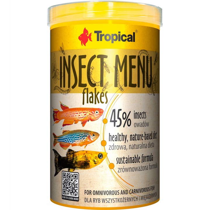 Tropical Insect Menu Flakes Pokarm dla ryb na bazie owadów płatki 1000ml