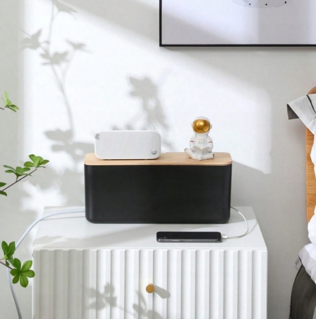 ORGANIZER POJEMNIK PUDEŁKO MASKOWNICA NA KABLE LISTWY DUŻY BIUROWY CZARNY L