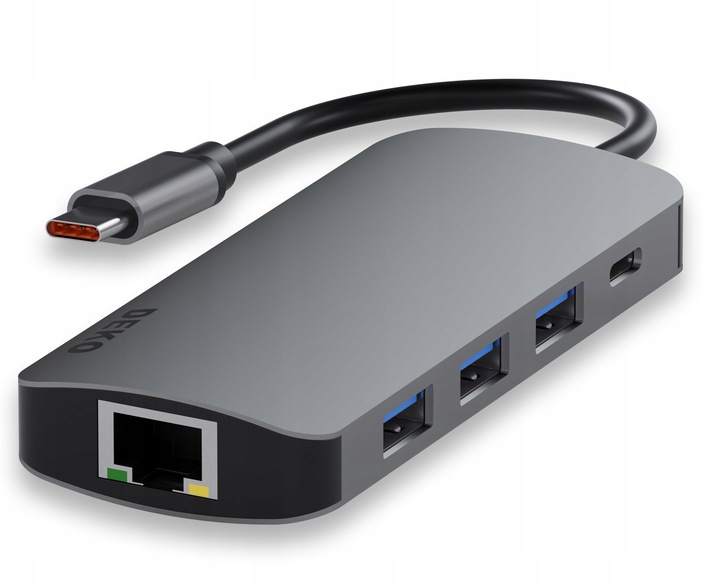 Hub Usb C 8w1 Stacja Dokująca 100W HDMI 4K 60Hz 3xUSB LAN SD DEKO BUSINESS