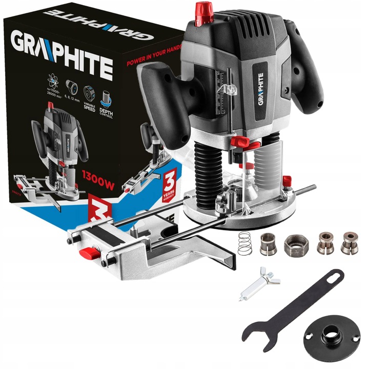 GRAPHITE FREZARKA GÓRNOWRZECIONOWA DO DREWNA 1300W UCHWYT 6, 8, 12mm