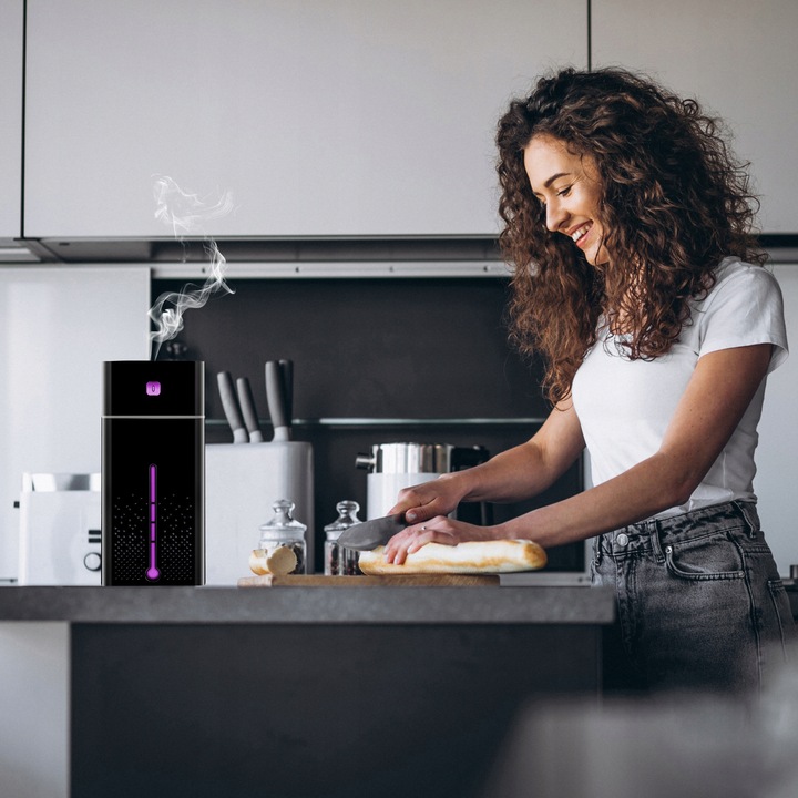 NAWILŻACZ POWIETRZA DYFUZOR ZAPACHOWY AROMATERAPIA LAMPKA LED CZARNY