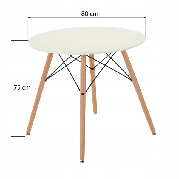 STÓŁ OKRĄGŁY DSW SKANDYNAWSKI STYL BIAŁY 80x75