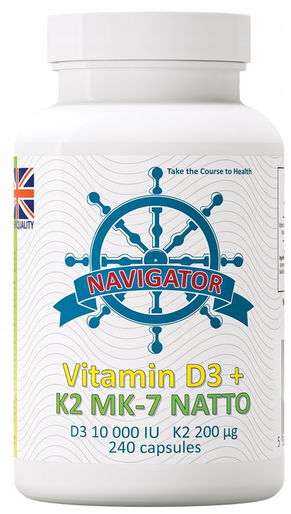 Navigator Witamina D3 10000 IU K2 MK-7 Natto 200 mcg 240 kapsułek + GRATIS