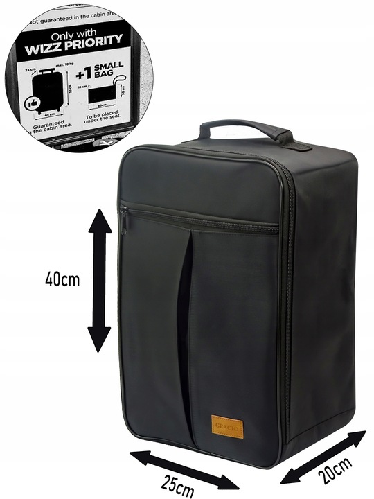 Plecak Torba BAGAZ Podreczny 20L Ryanair Wizzair 40x20x25 Wytrzymaly