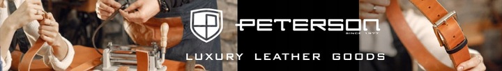 PETERSON męski pasek do spodni garnituru skórzany elegancki + pudełko